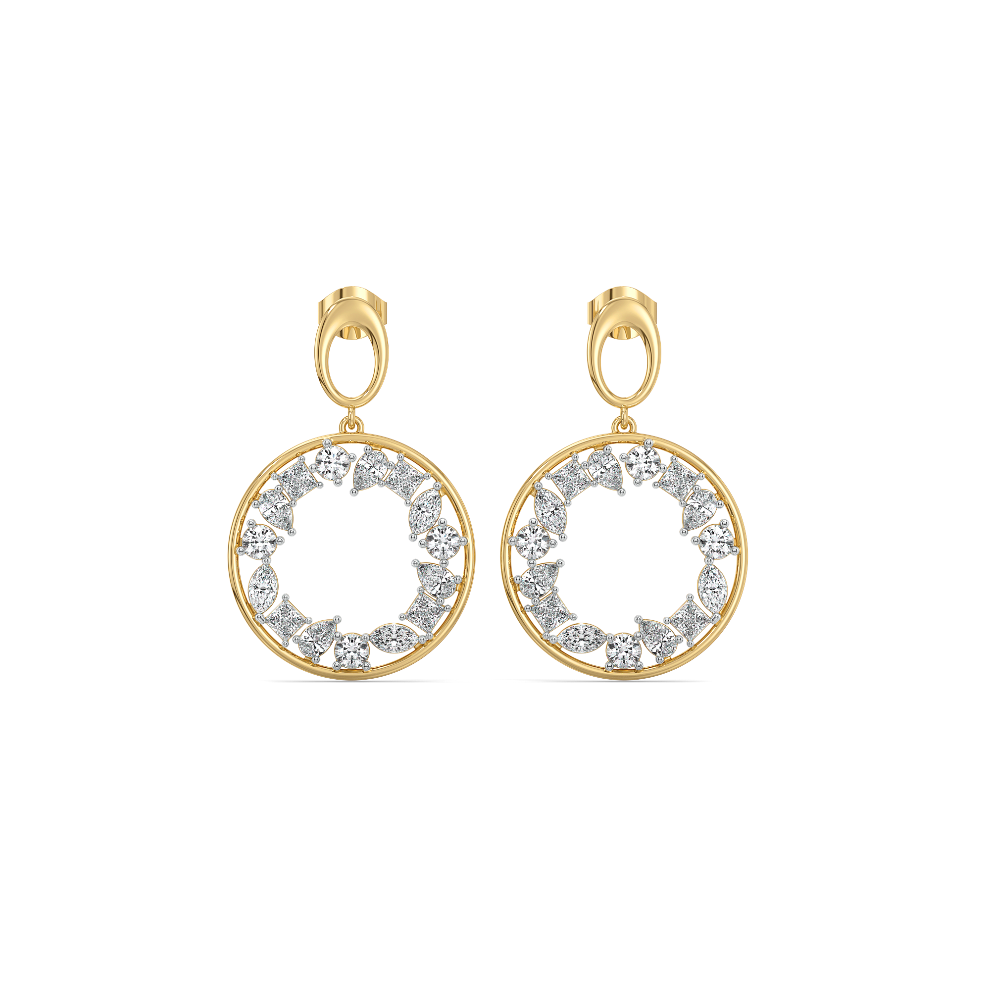 Symphony of Shapes Drop - Pure Gold Lab Diamond Earrings