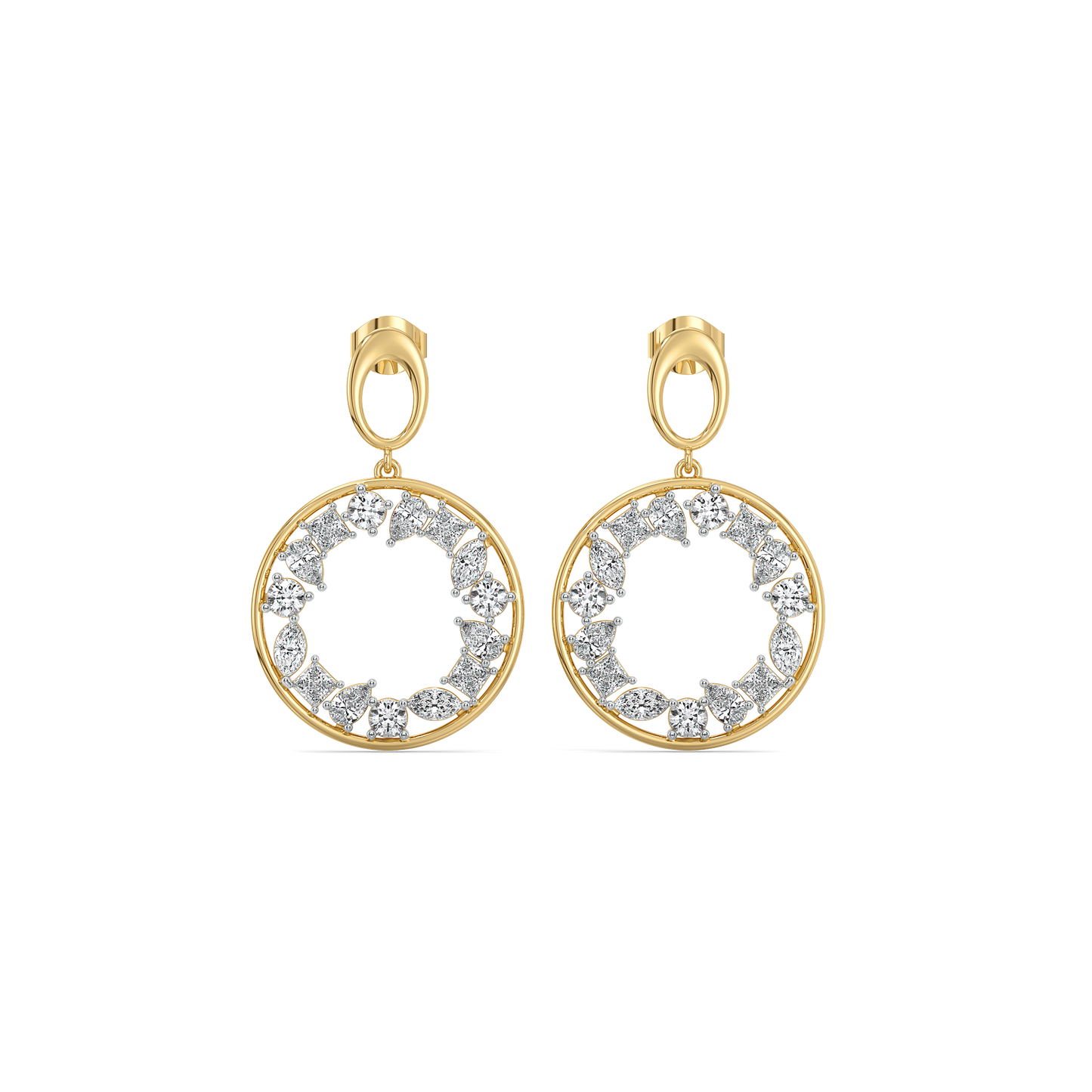 Symphony of Shapes Drop - Pure Gold Lab Diamond Earrings