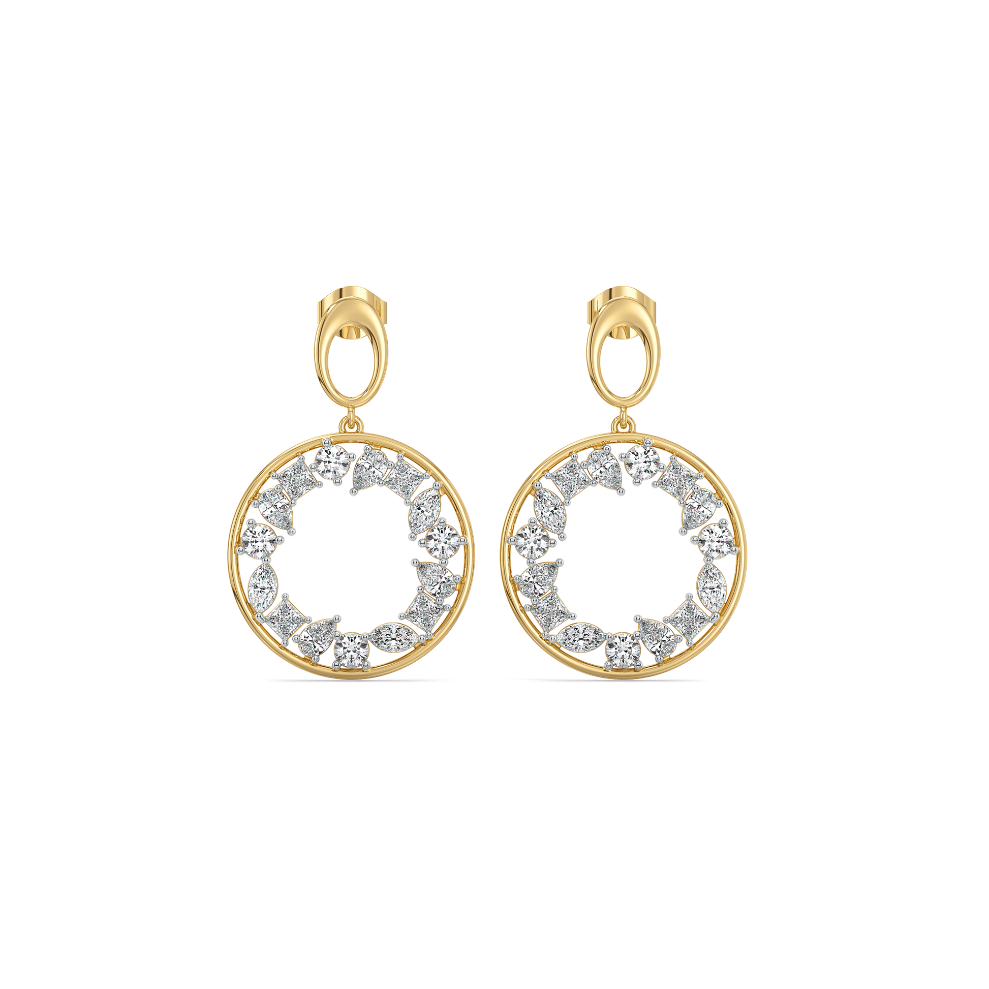 Symphony of Shapes Drop - Pure Gold Lab Diamond Earrings