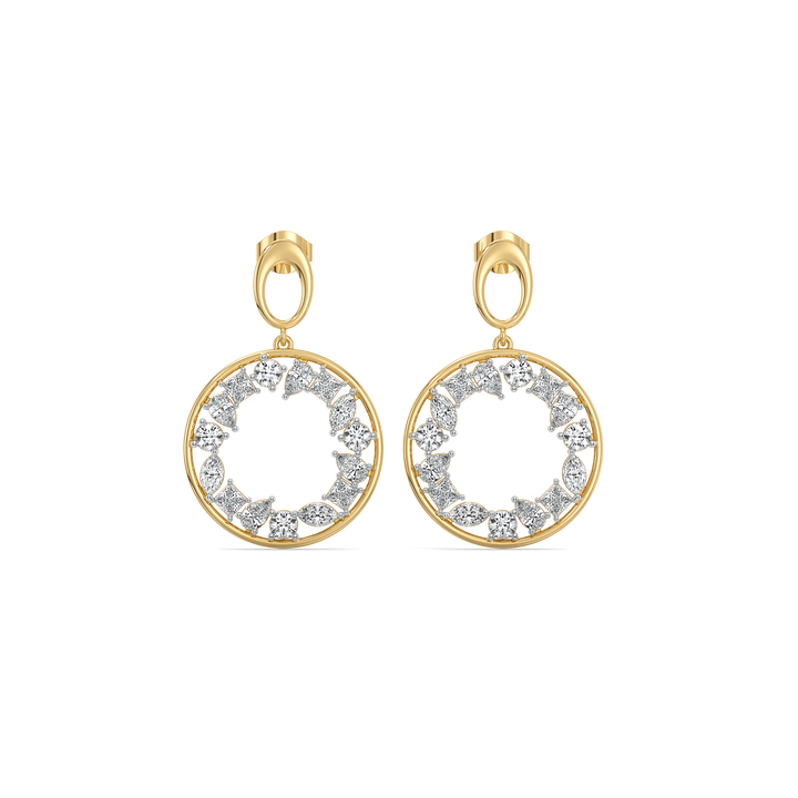 Symphony of Shapes Drop - Pure Gold Lab Diamond Earrings