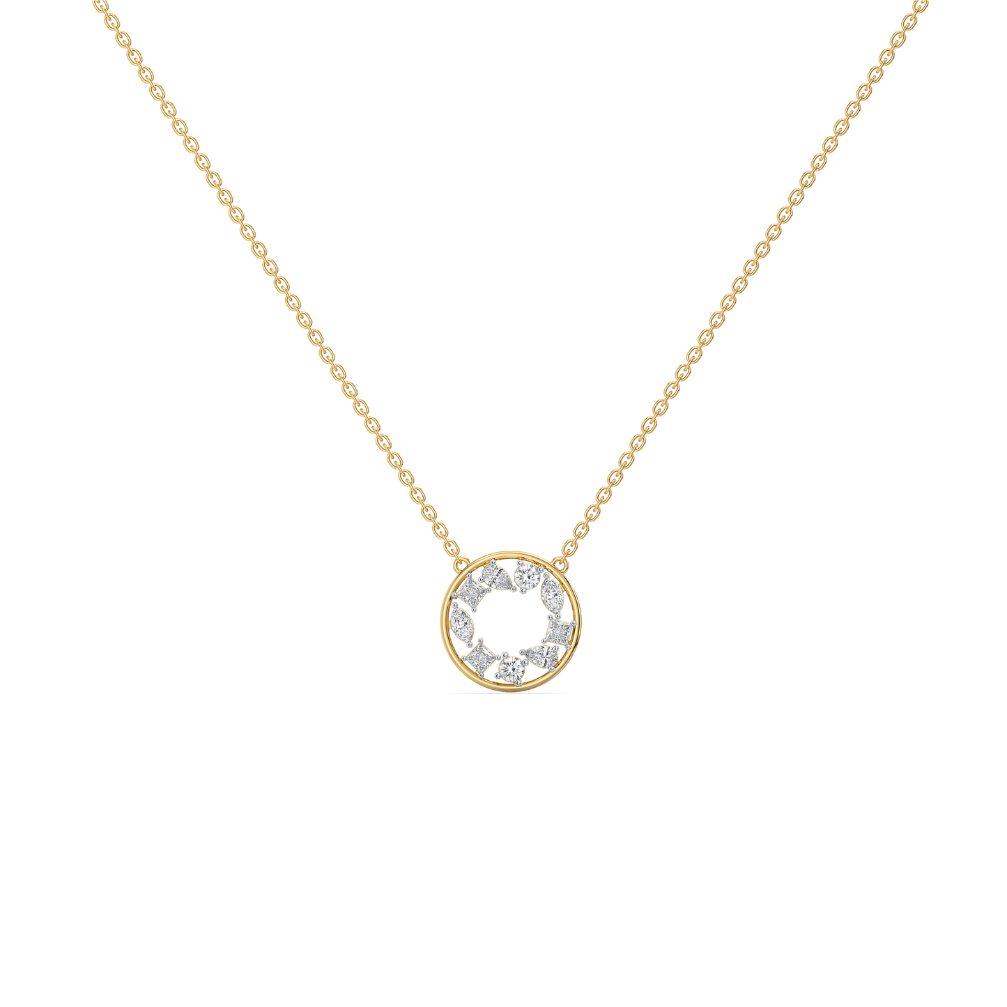Symphony of Shapes  - Pure Gold Lab Diamond Necklace