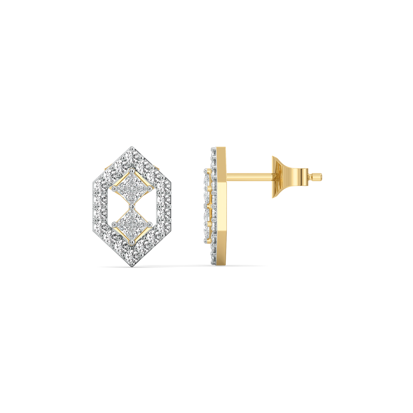 Play of Princess Stud - Pure Gold Lab Diamond Earrings
