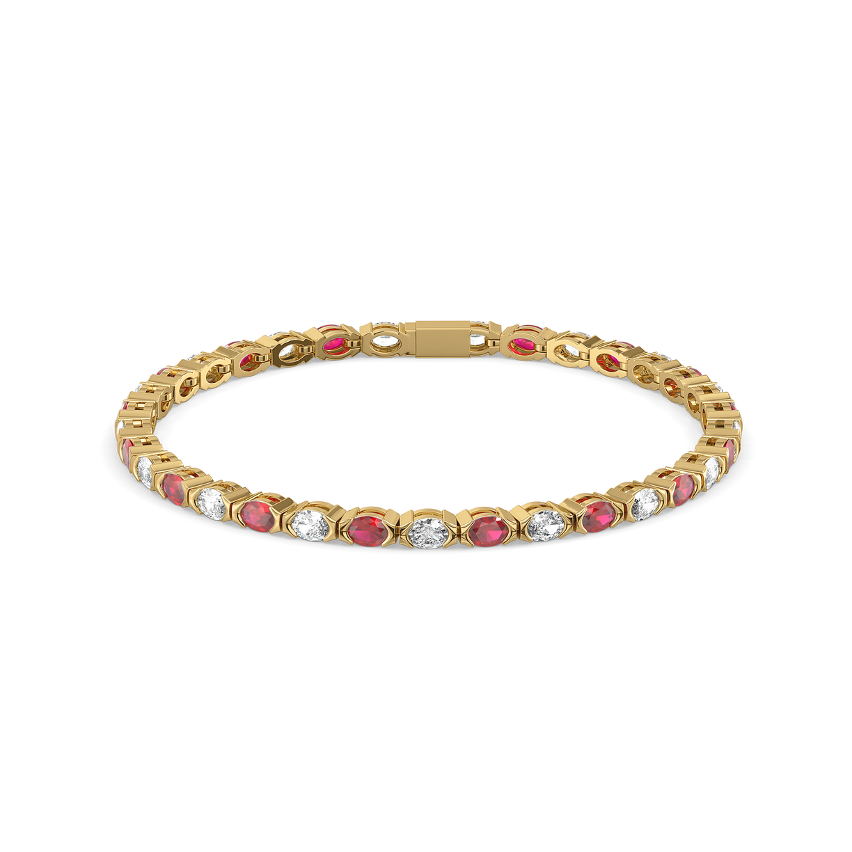 Crimson Arc - Pure Gold Lab Diamond Tennis Bracelet
