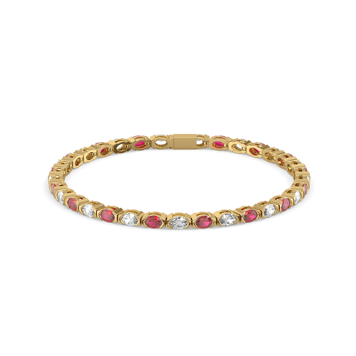 Crimson Arc - Pure Gold Lab Diamond Tennis Bracelet