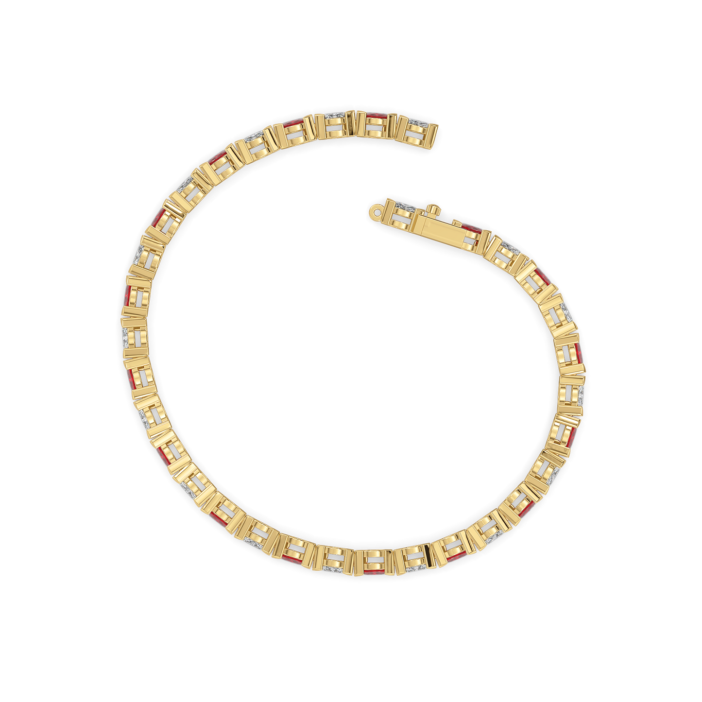 Crimson Arc - Pure Gold Lab Diamond Tennis Bracelet