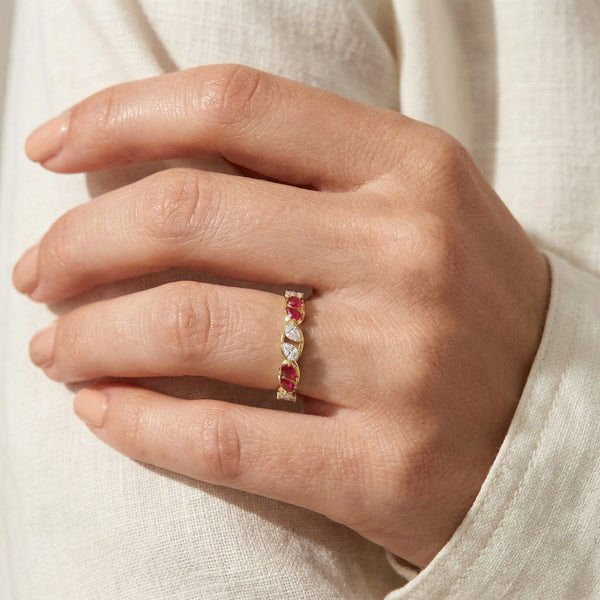 Crimson Arc - Pure Gold Lab Diamond Eternity Ring