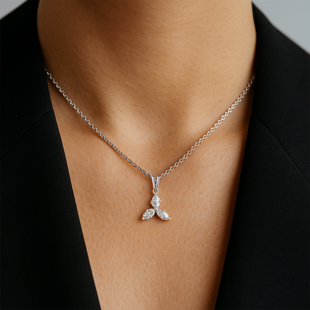 Marquise Triad - Pure Gold Lab Diamond Pendant