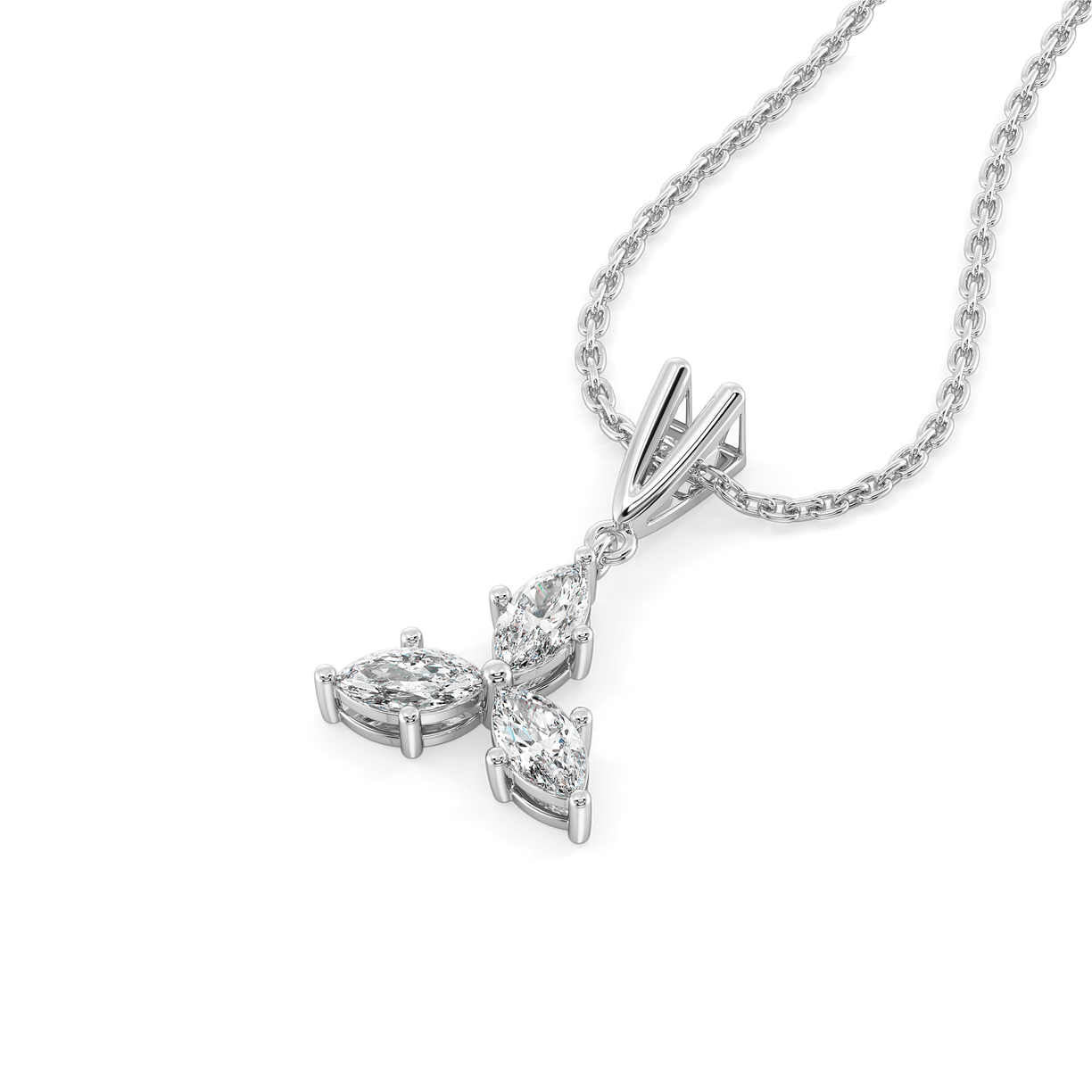 Marquise Triad - Pure Gold Lab Diamond Pendant