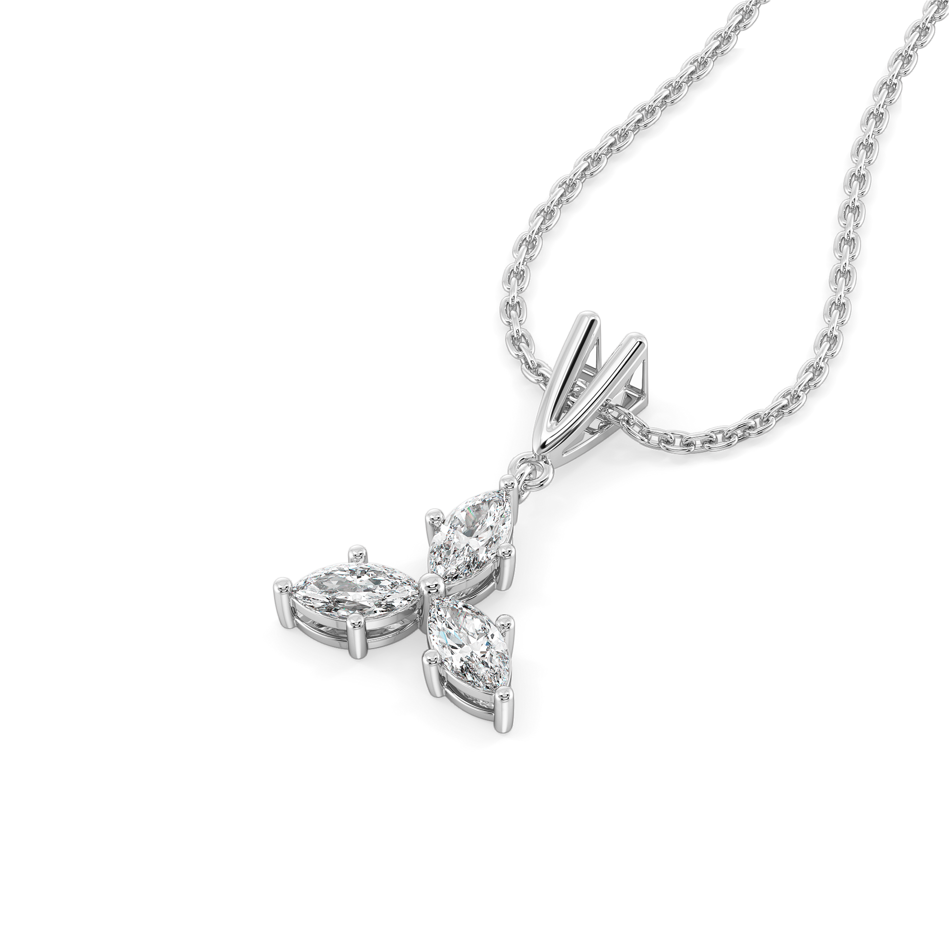 Marquise Triad - Pure Gold Lab Diamond Pendant