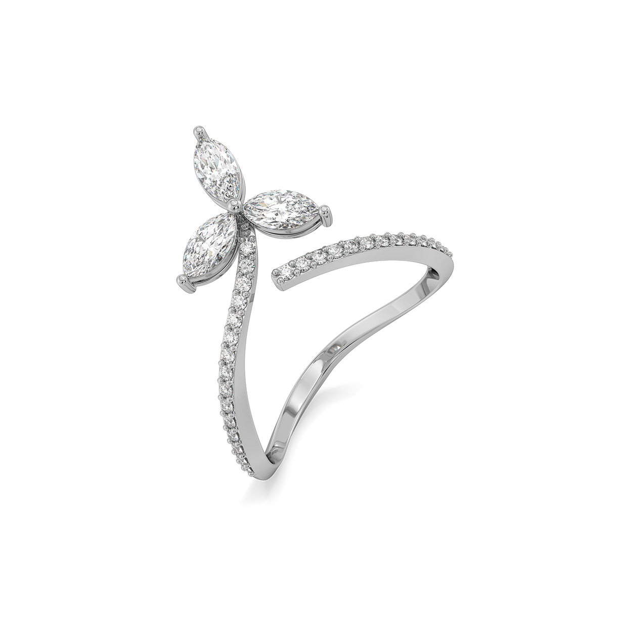 Marquise Triad - Pure Gold Lab Diamond Ring