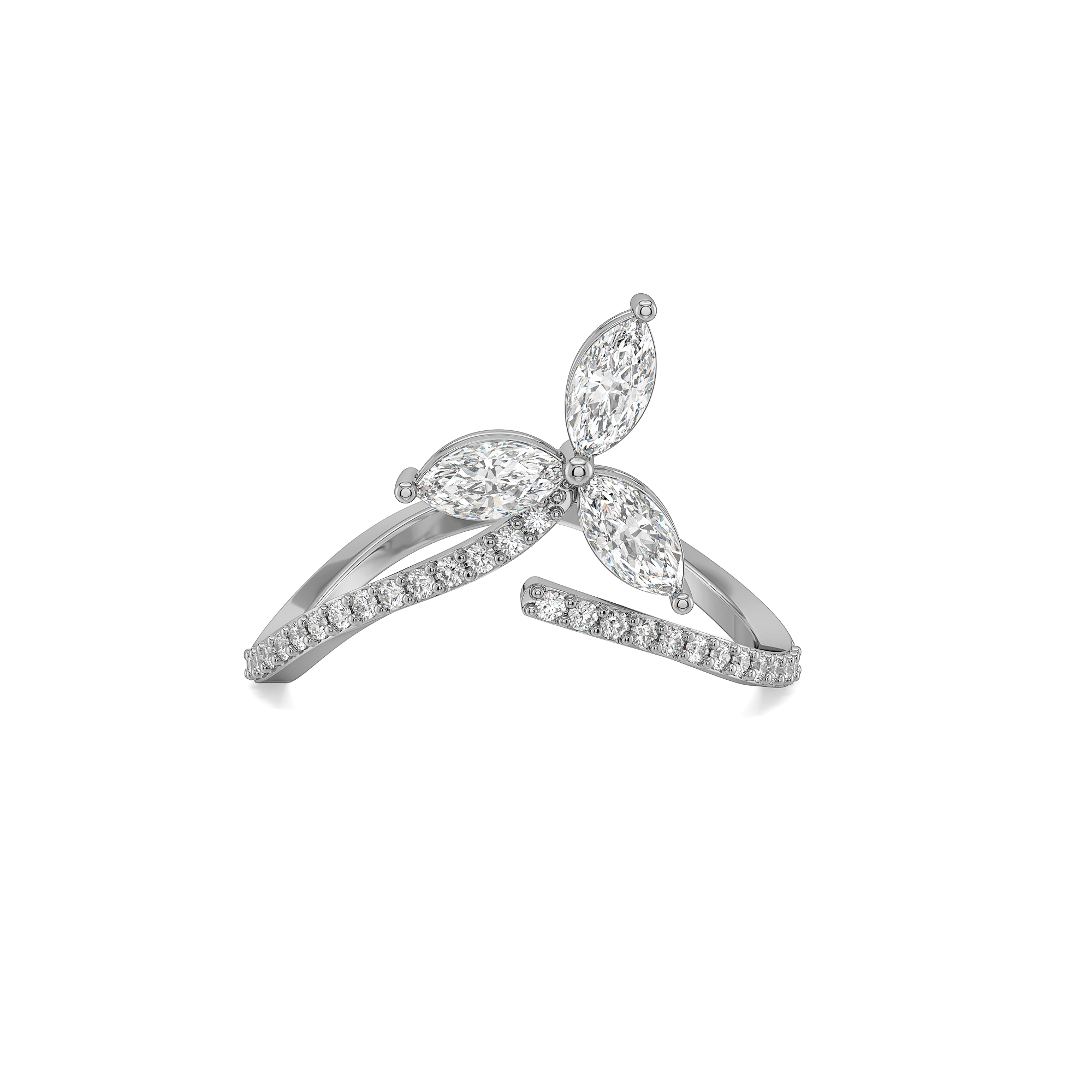 Marquise Triad - Pure Gold Lab Diamond Ring