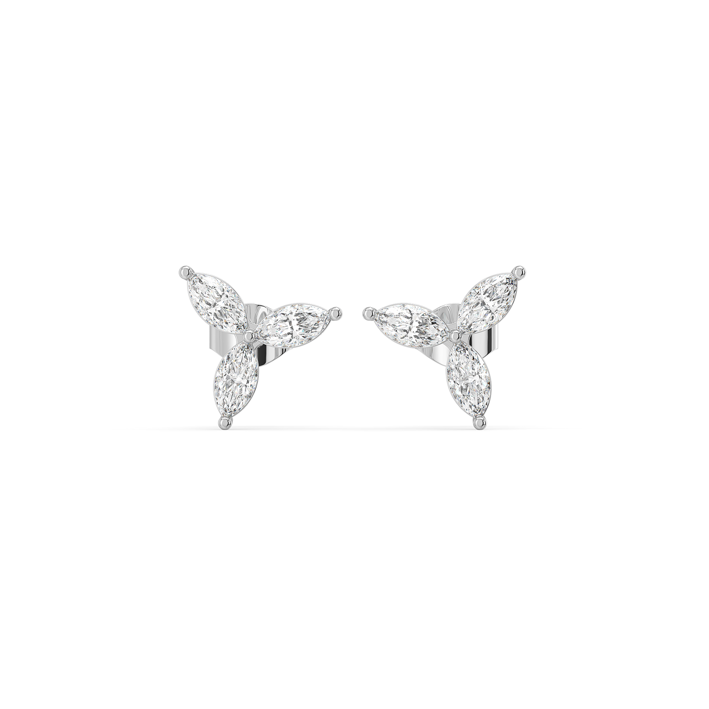 Marquise Triad Studs - Pure Gold Lab Diamond Earrings