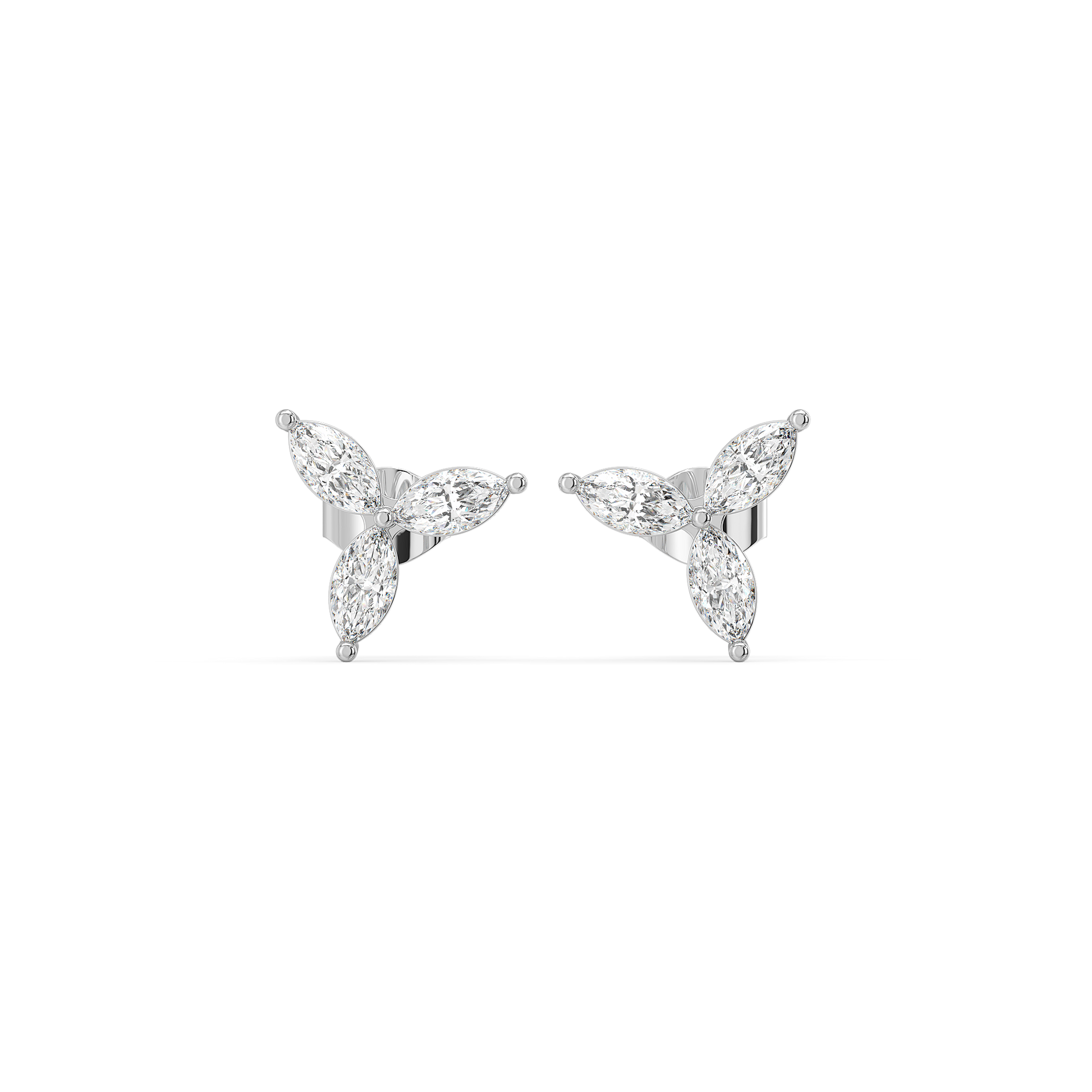 Marquise Triad Studs - Pure Gold Lab Diamond Earrings