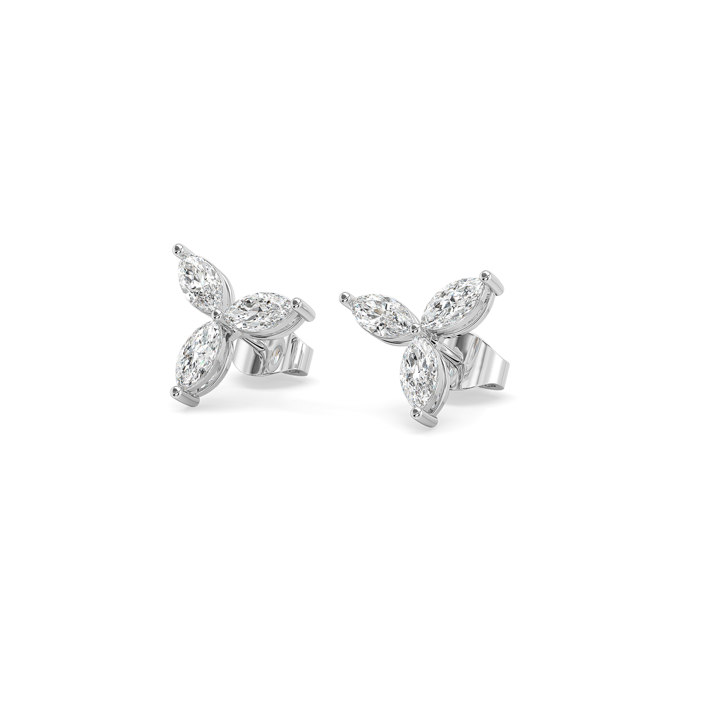 Marquise Triad Studs - Pure Gold Lab Diamond Earrings