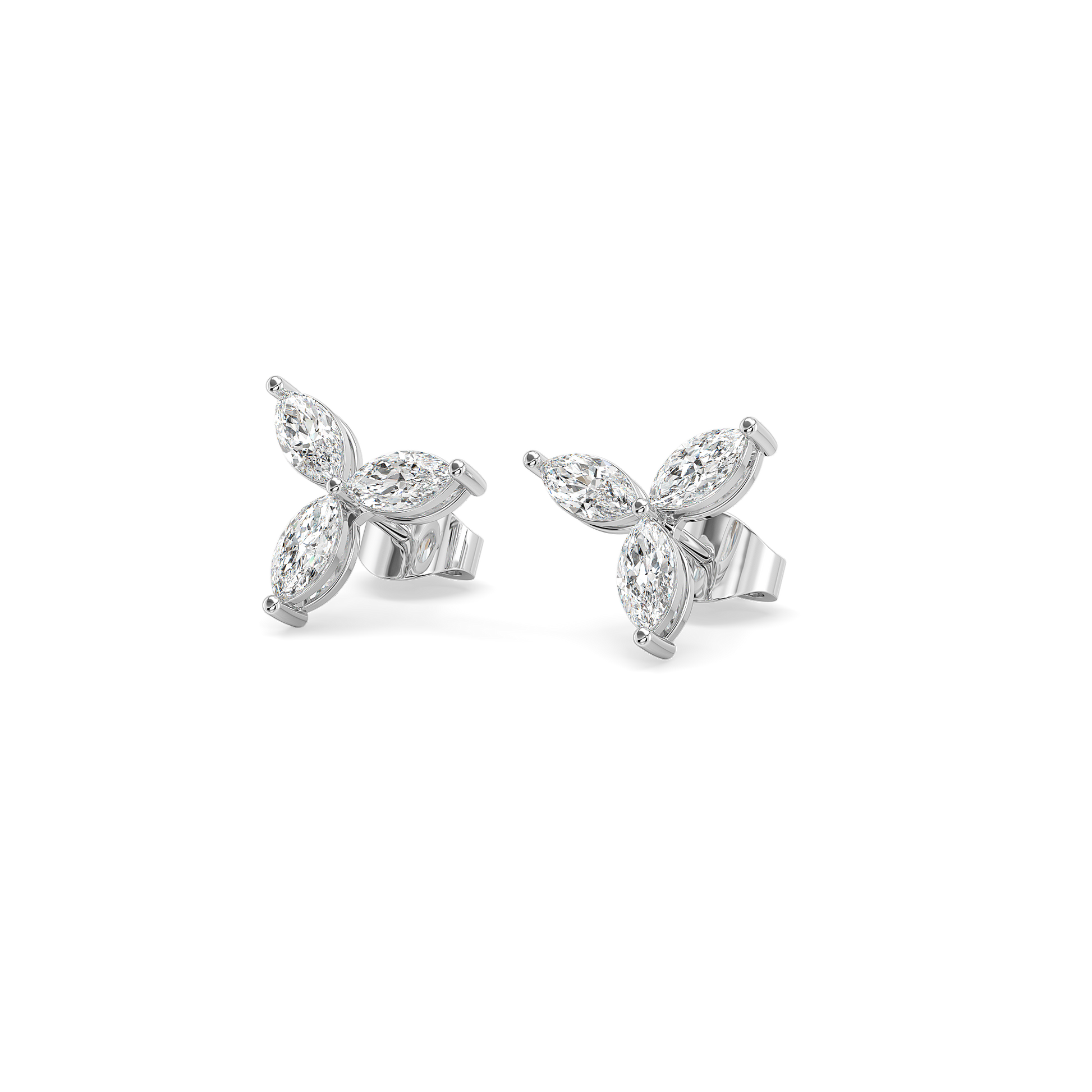 Marquise Triad Studs - Pure Gold Lab Diamond Earrings