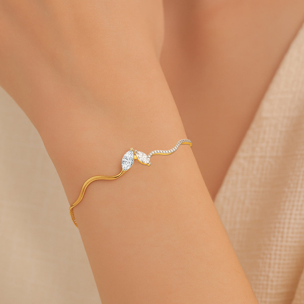 Marquise Drama - Pure Gold Lab Diamond Bangle