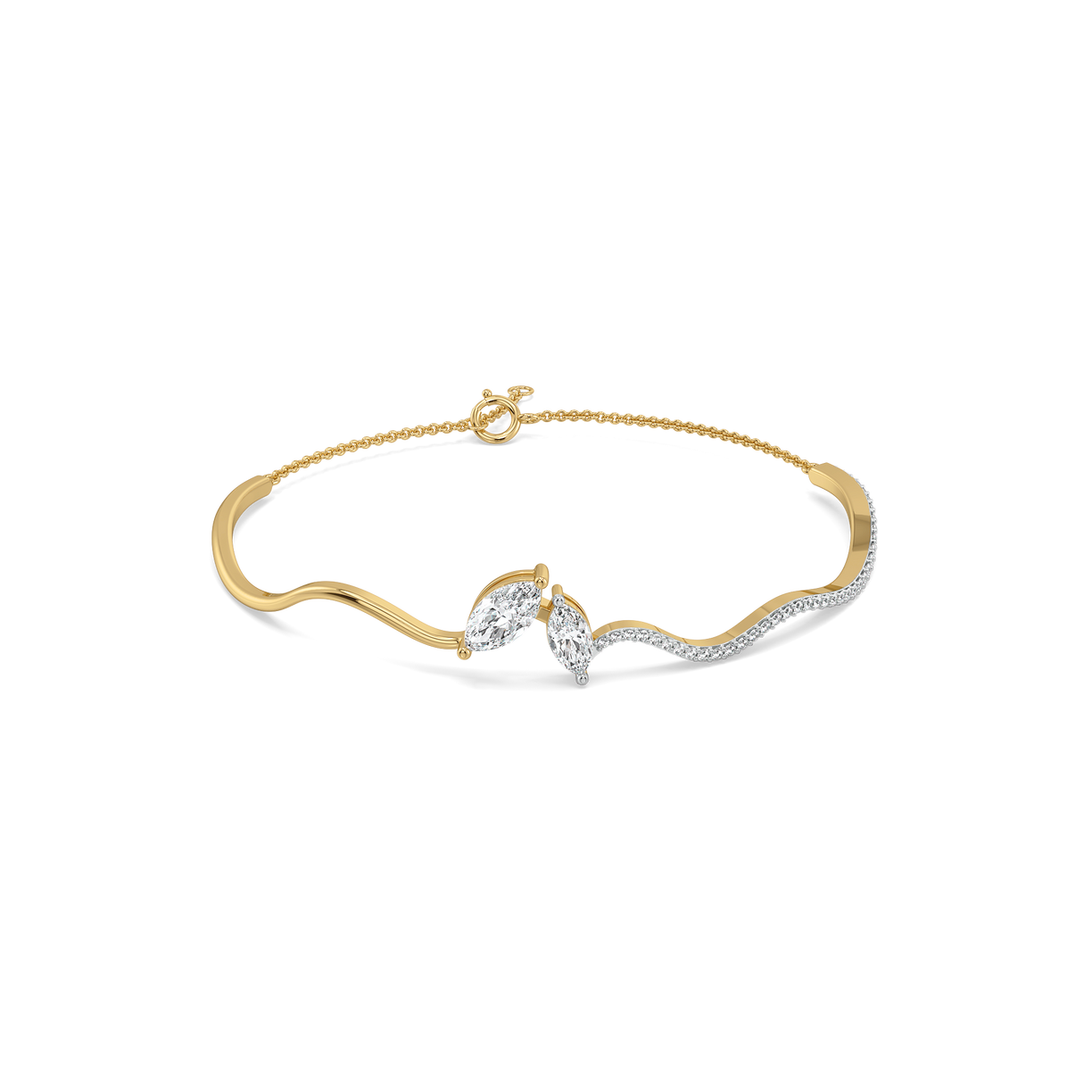 Marquise Drama - Pure Gold Lab Diamond Bangle