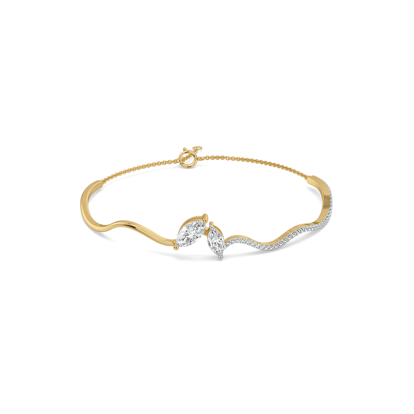 Marquise Drama - Pure Gold Lab Diamond Bangle