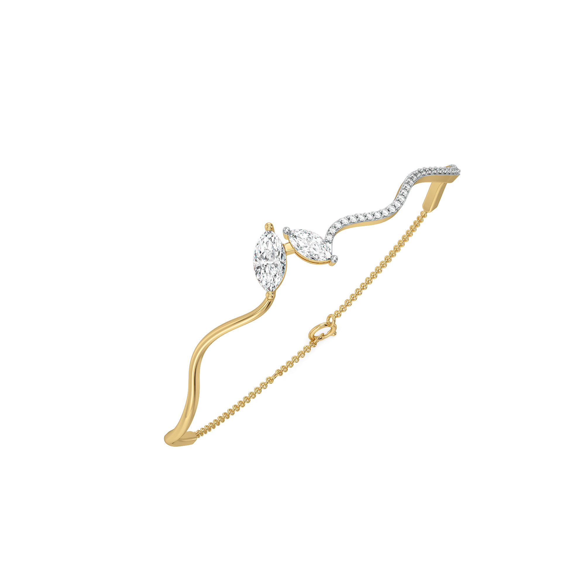 Marquise Drama - Pure Gold Lab Diamond Bangle