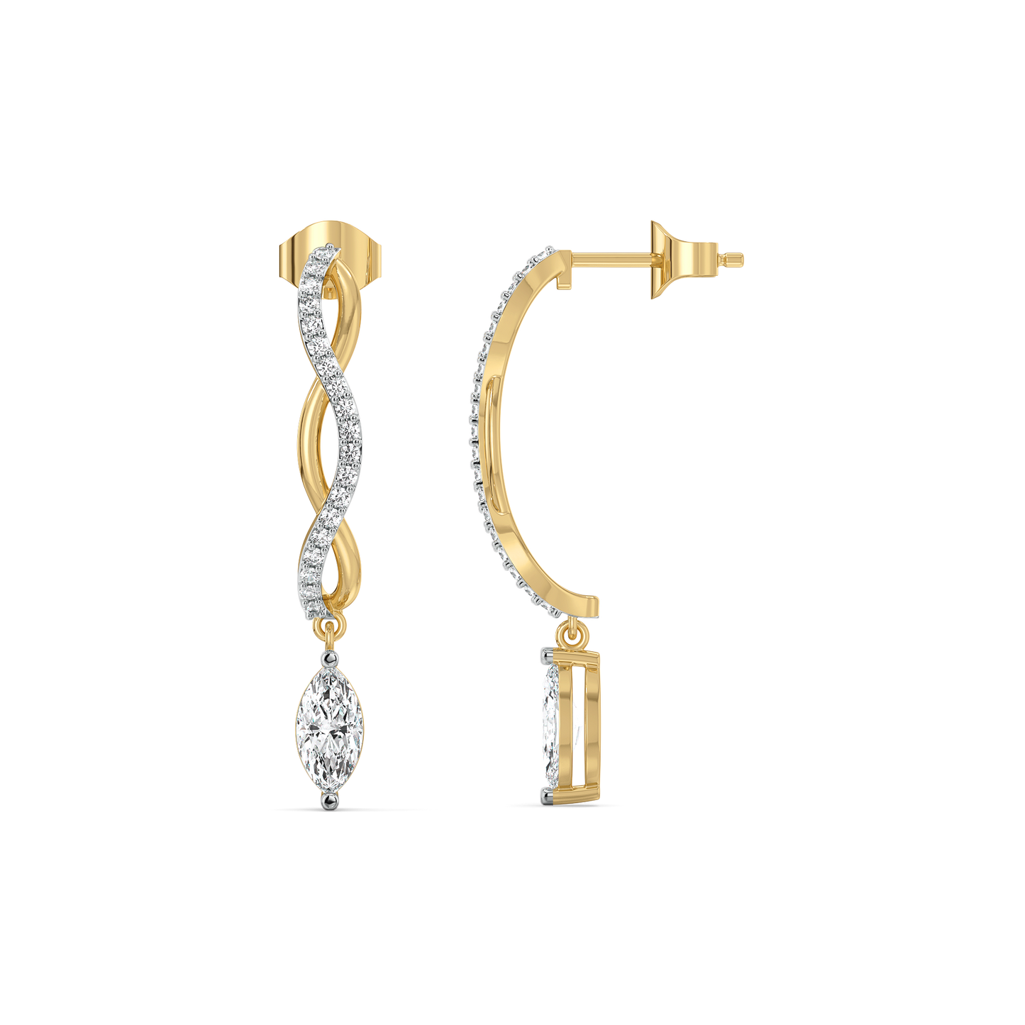 Marquise Drama Hoops - Pure Gold Lab Diamond Earrings