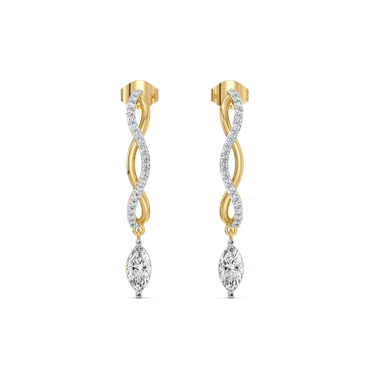 Marquise Drama Hoops - Pure Gold Lab Diamond Earrings