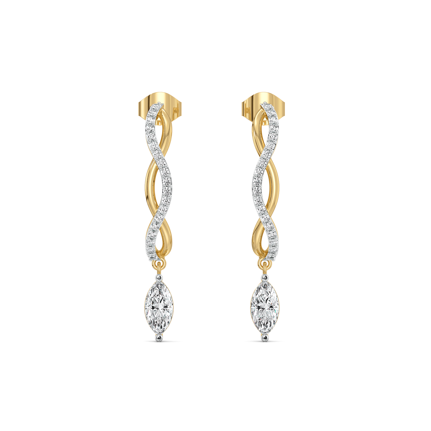 Marquise Drama Hoops - Pure Gold Lab Diamond Earrings