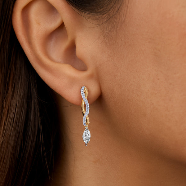 Marquise Drama Pure Gold Lab Grown Diamond Earrings - Lukson 