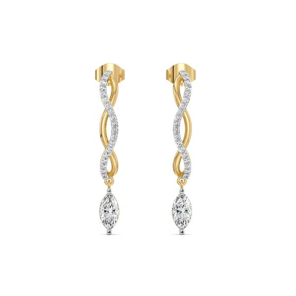 Buy Marquise Drama Pure Gold Lab Grown Diamond Earrings for Women - Lukson 