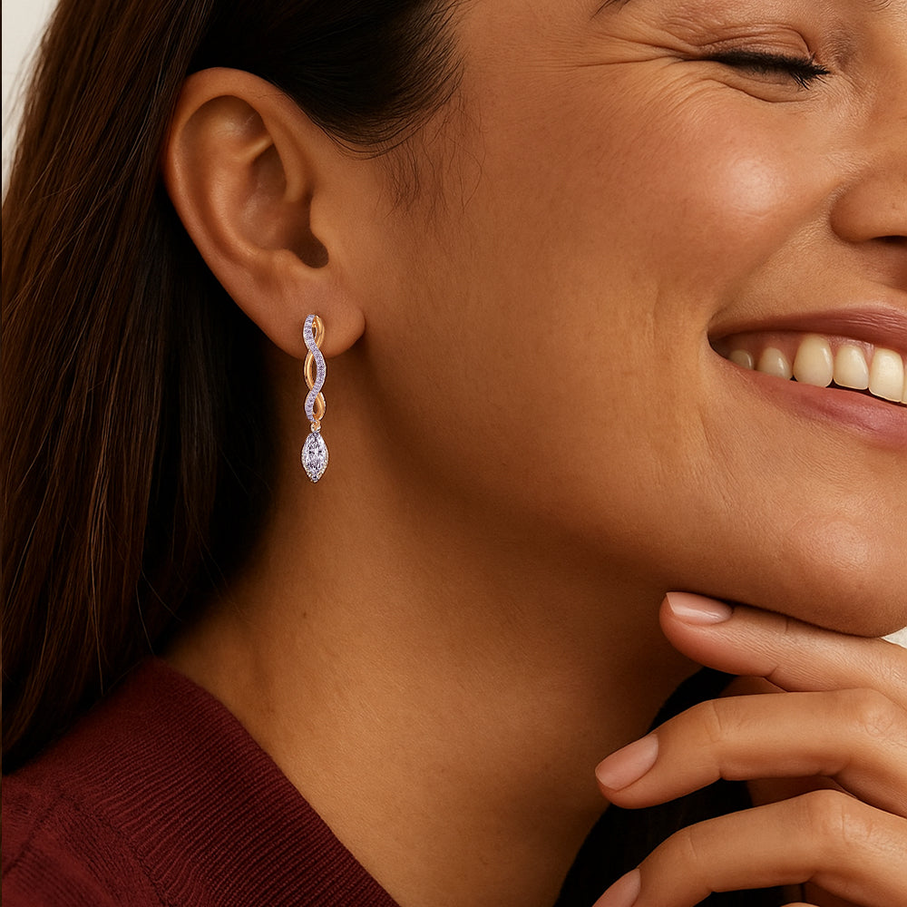 Marquise Drama Hoops - Pure Gold Lab Diamond Earrings