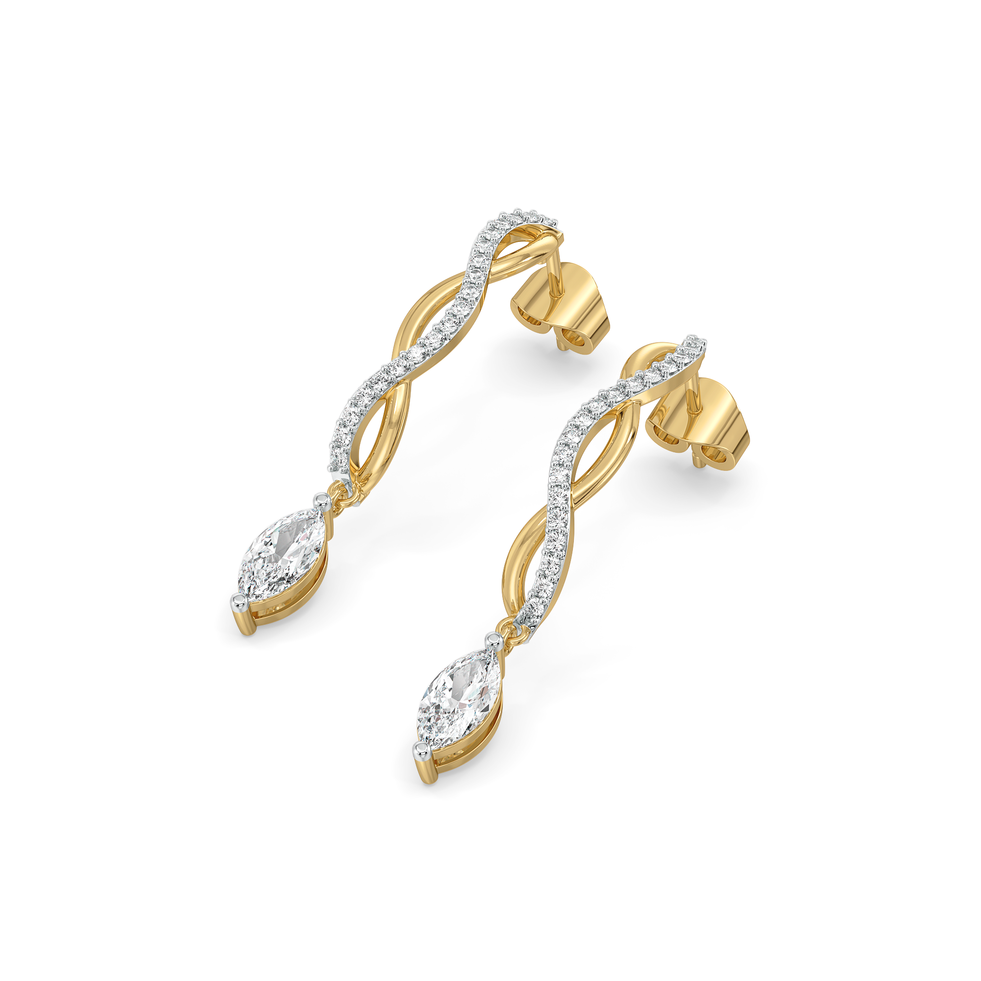 Marquise Drama Hoops - Pure Gold Lab Diamond Earrings