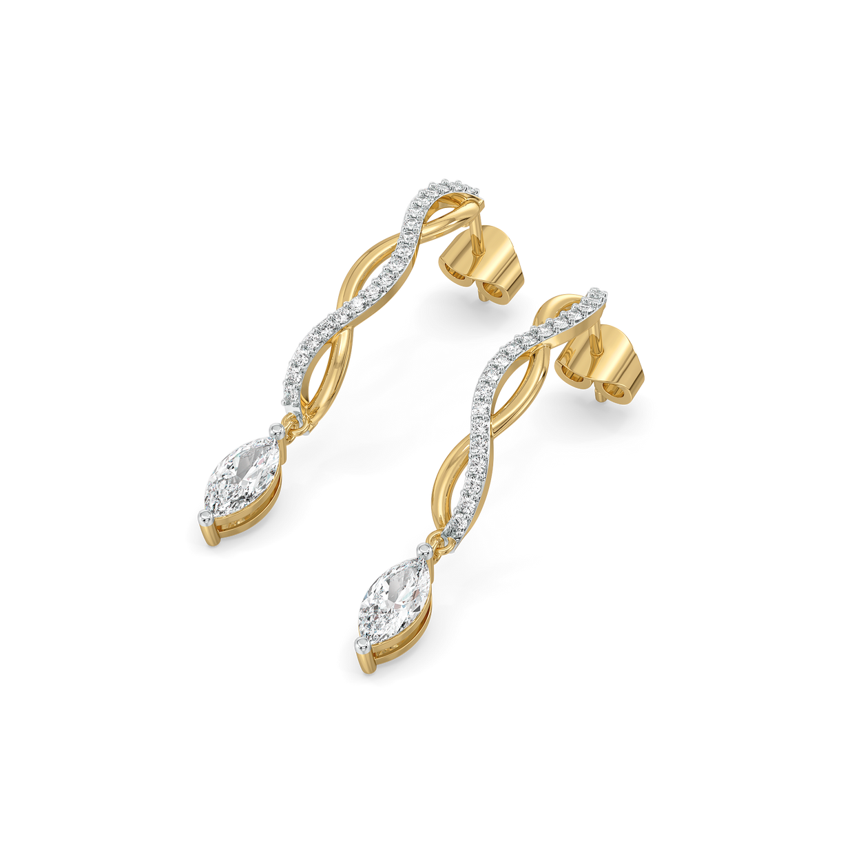 Marquise Drama Hoops - Pure Gold Lab Diamond Earrings