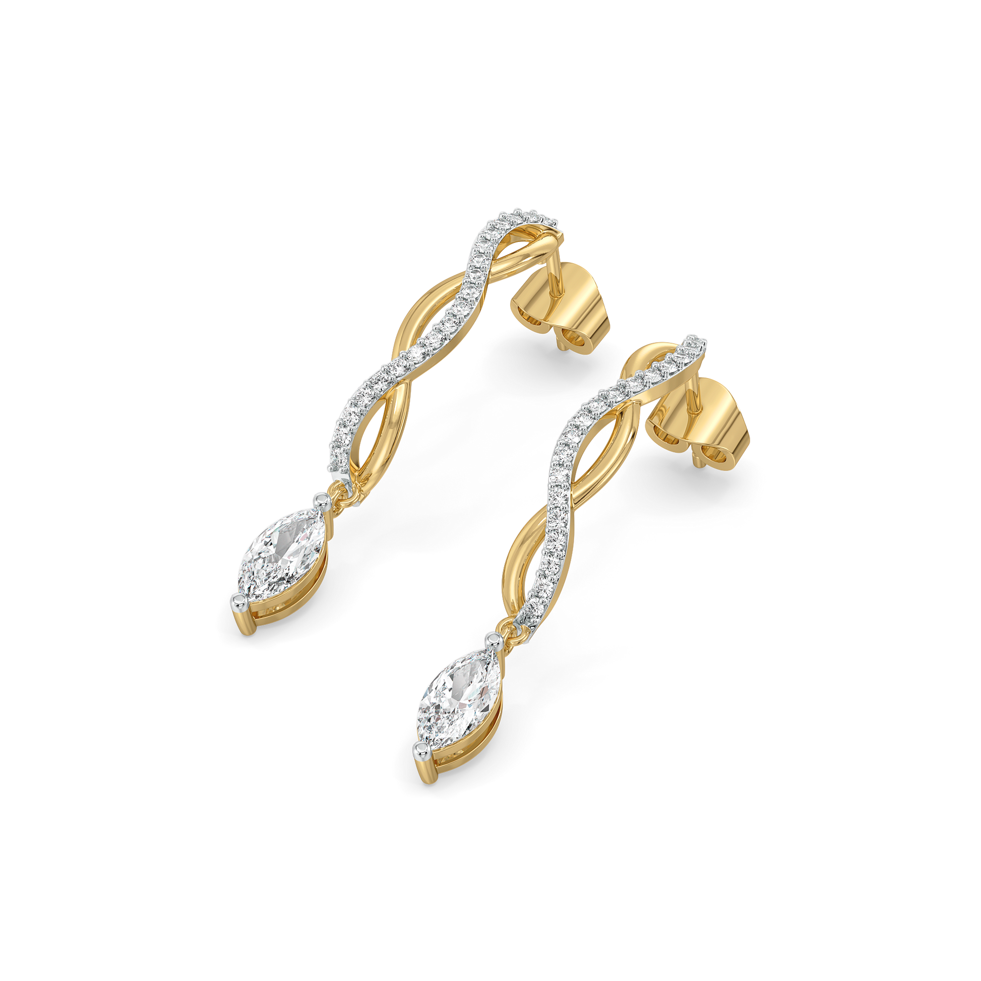 Marquise Drama Hoops - Pure Gold Lab Diamond Earrings