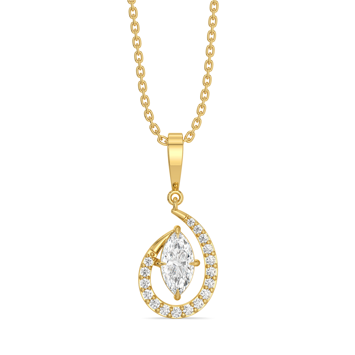 Queen in Marquise - Pure Gold Lab Diamond Pendant
