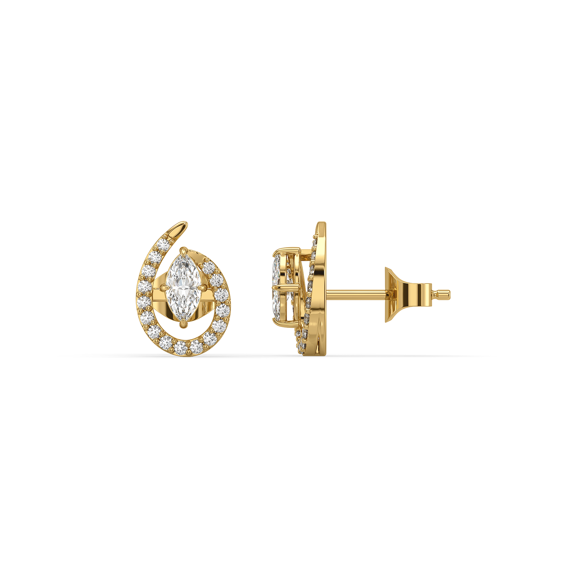 Queen in Marquise Studs - Pure Gold Lab Diamond Earrings