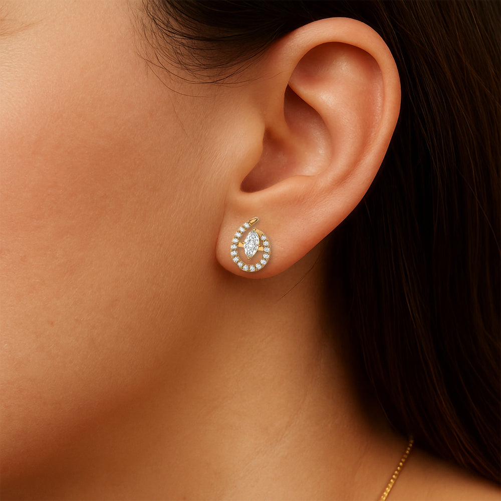 Queen in Marquise Studs - Pure Gold Lab Diamond Earrings