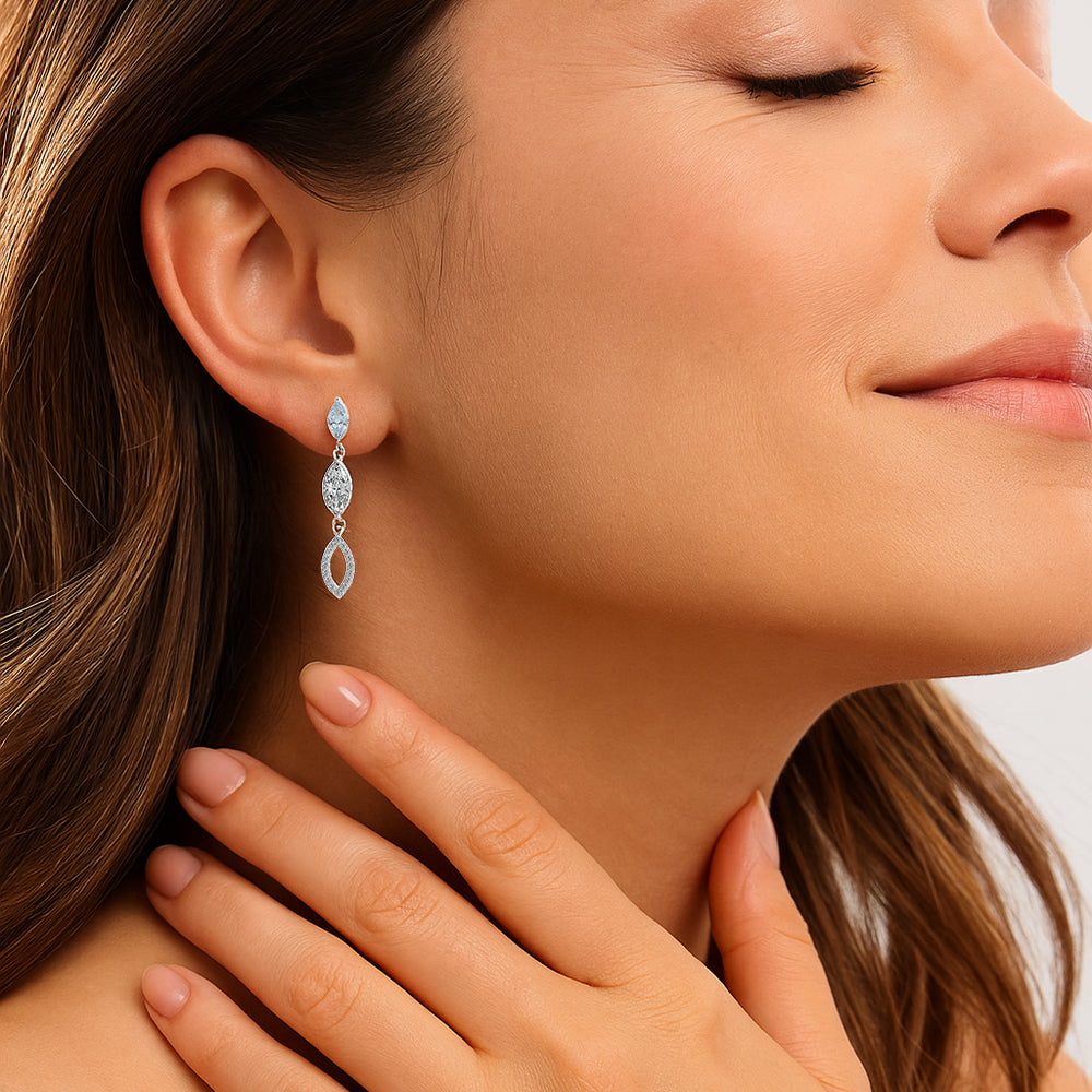 Marquise Mist Drops - Pure Gold Lab Diamond Earrings