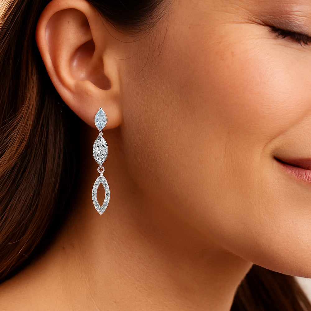 Marquise Mist Drops - Pure Gold Lab Diamond Earrings