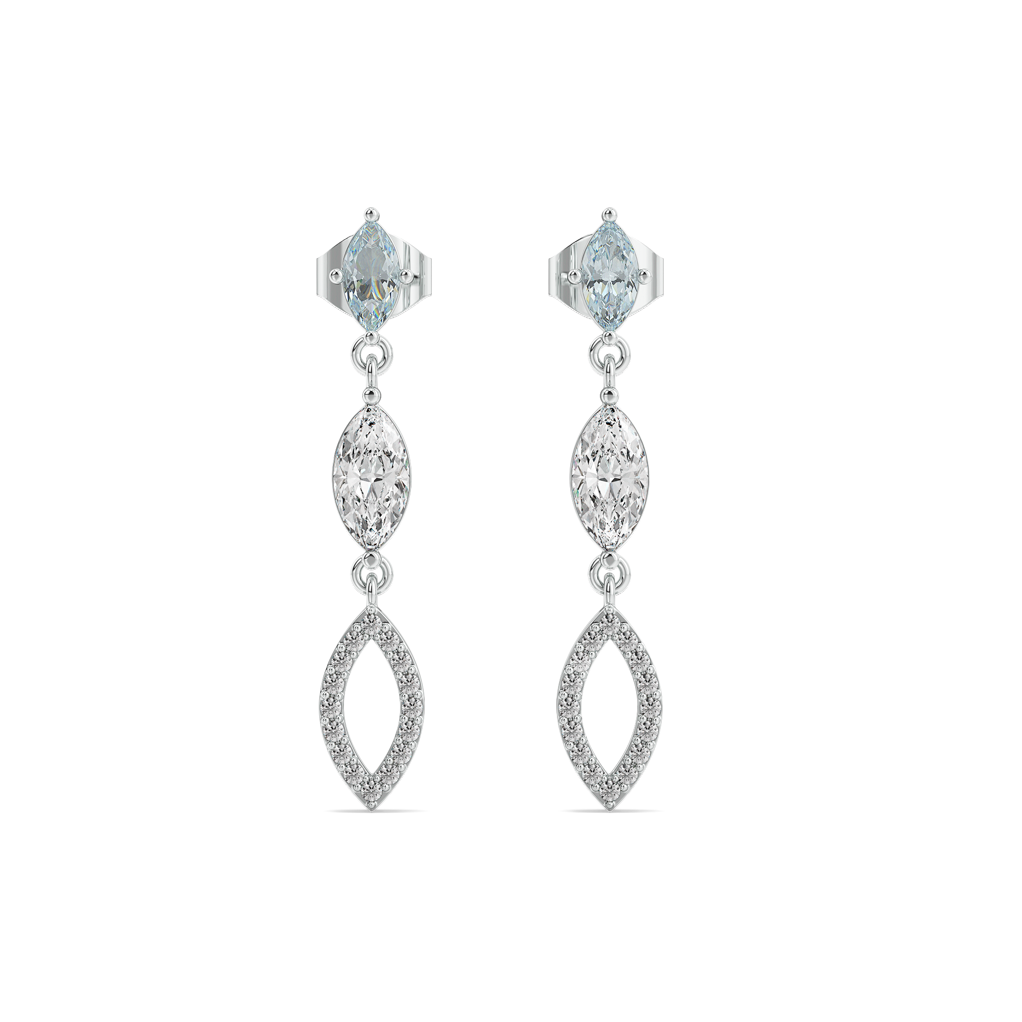Marquise Mist Drops - Pure Gold Lab Diamond Earrings