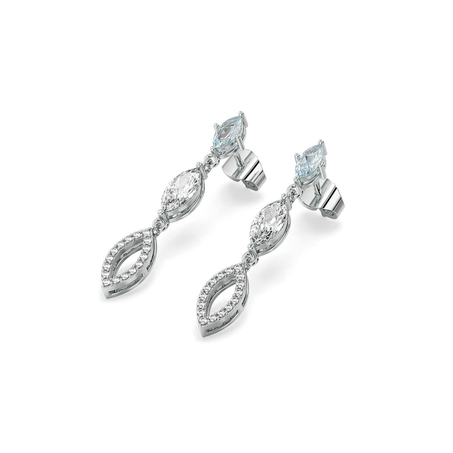 Marquise Mist Drops - Pure Gold Lab Diamond Earrings