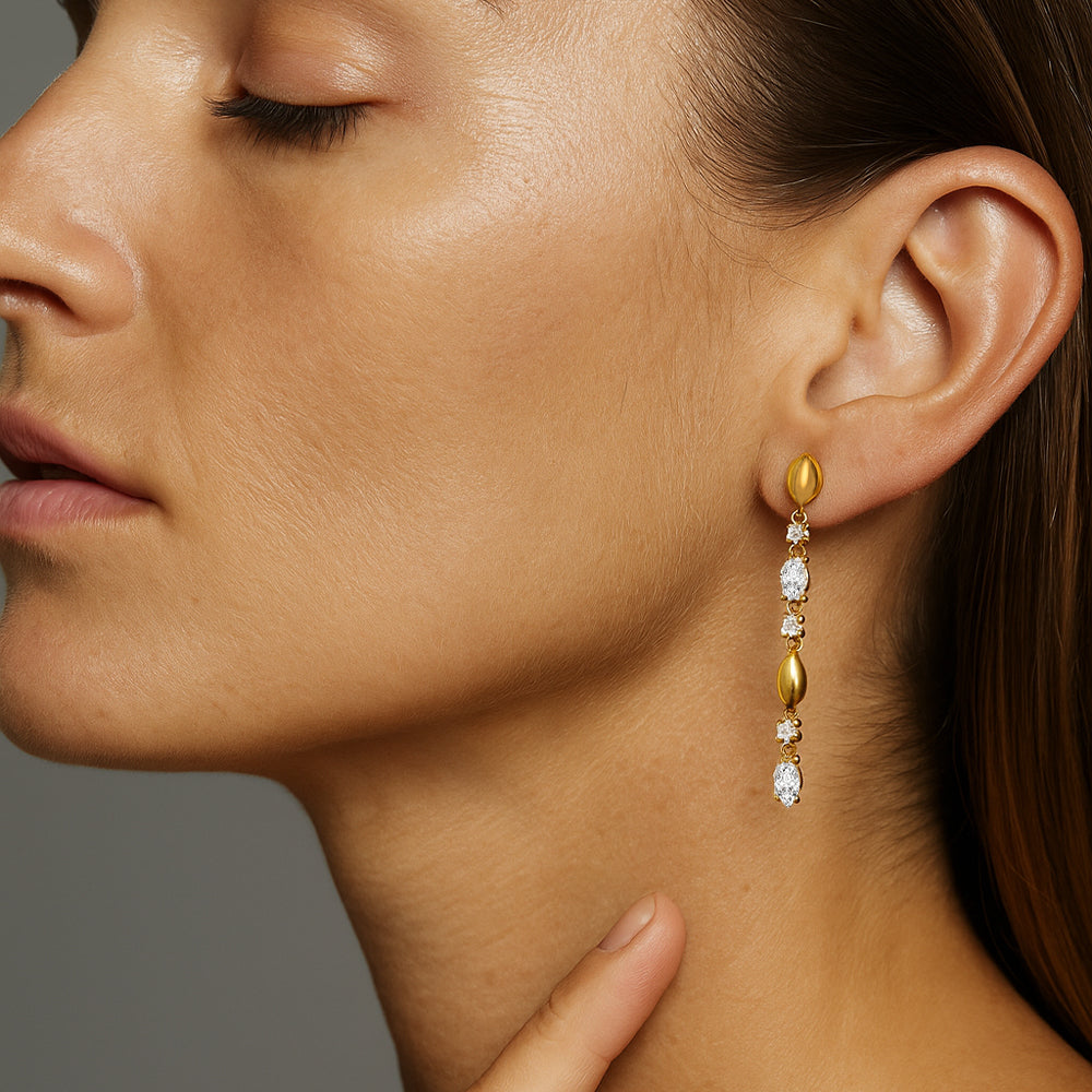 Draped in Marquise Drops - Pure Gold Lab Diamond Earrings