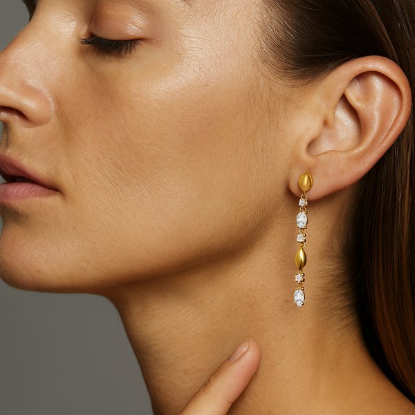 Lukson Draped in Marquise Drops Pure Gold Lab Grown Diamond Earrings