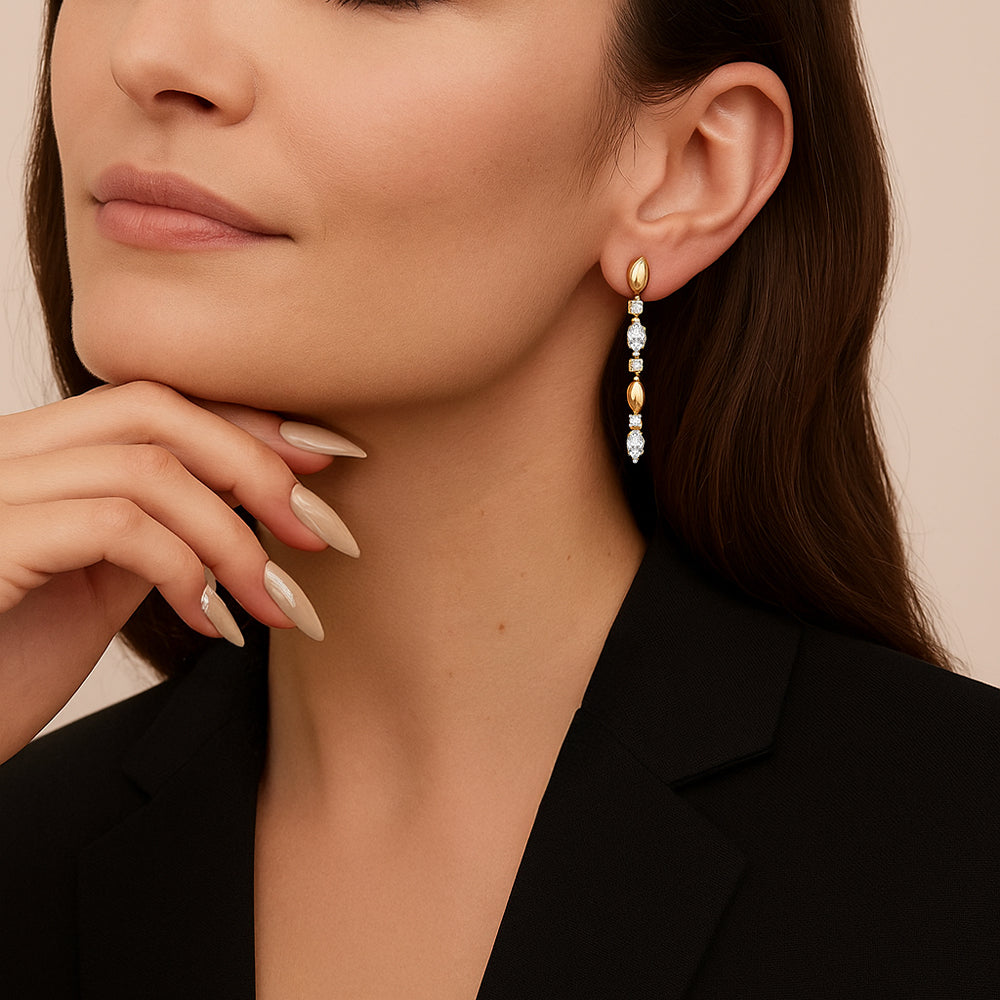 Draped in Marquise Drops - Pure Gold Lab Diamond Earrings