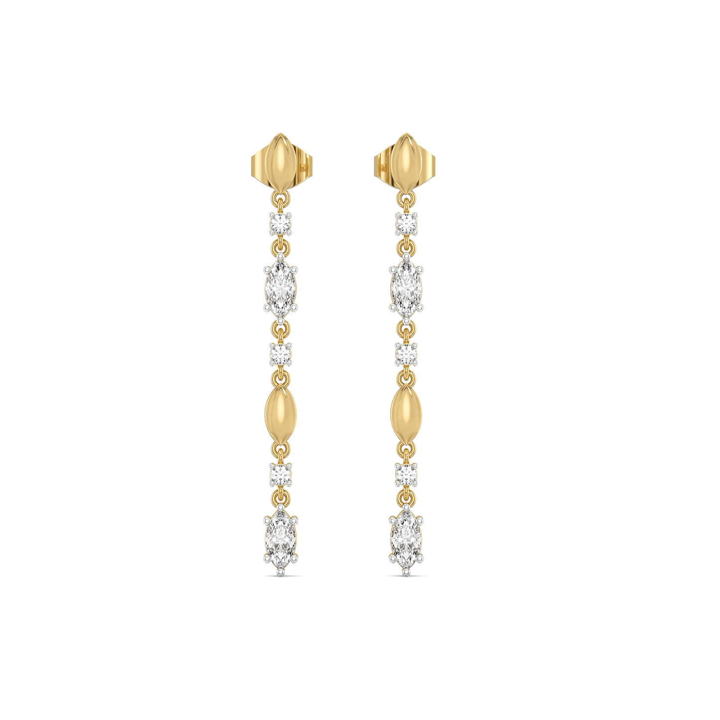 Draped in Marquise Drops - Pure Gold Lab Diamond Earrings