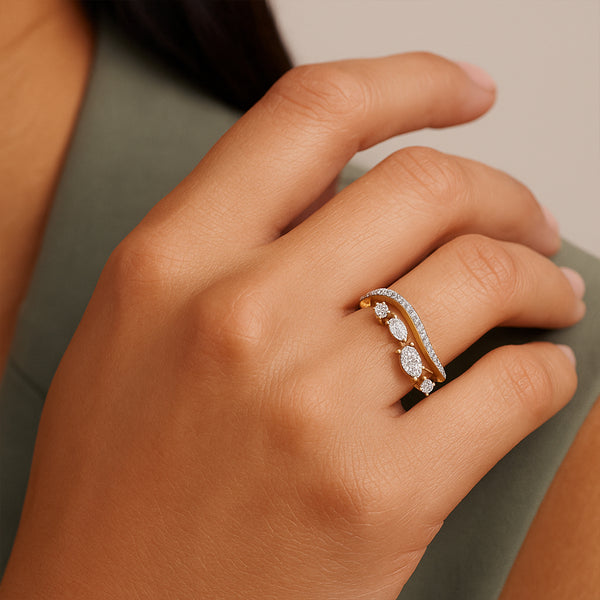 Lukson Draped in Marquise Gold Lab Grown Diamond Ring in India