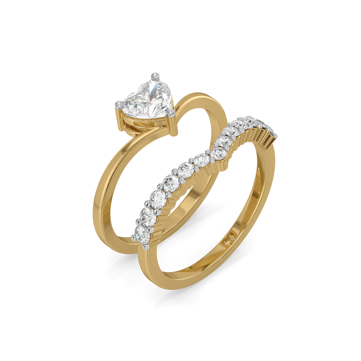 Twinkle Heart - Pure Gold Lab Diamond Stack Ring