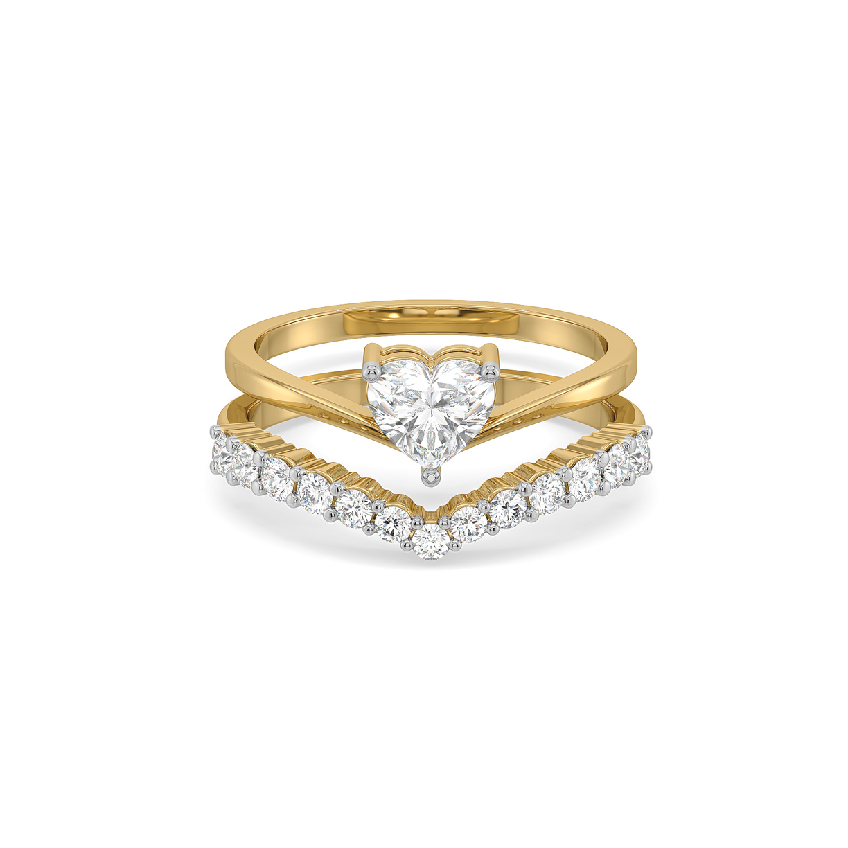 Twinkle Heart - Pure Gold Lab Diamond Stack Ring