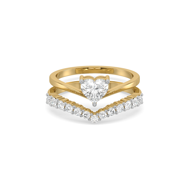 Lukson Twinkle Heart Gold Lab Grown Diamond Stack Ring