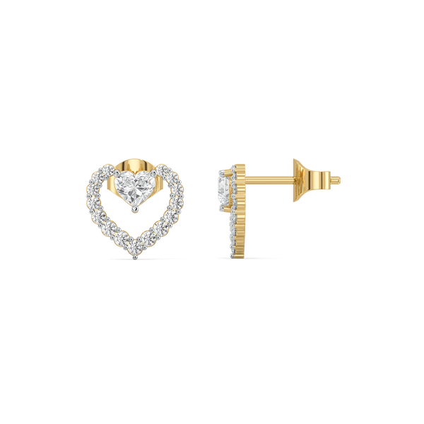 Twinkle Heart - Pure Gold Lab Diamond Stud Earrings
