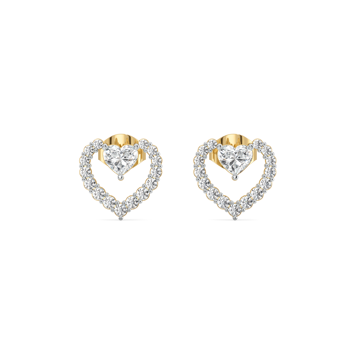 Twinkle Heart - Pure Gold Lab Diamond Stud Earrings