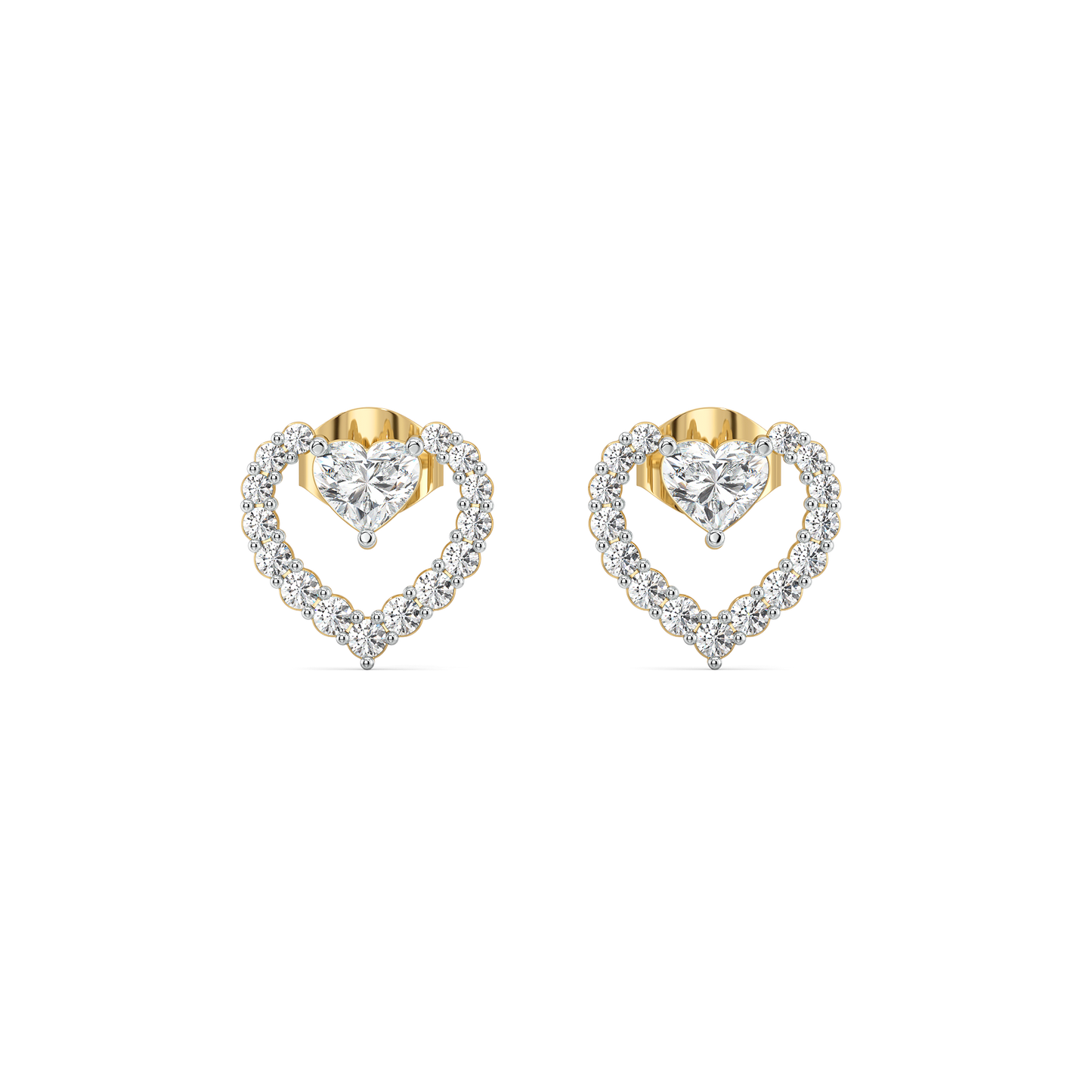 Twinkle Heart - Pure Gold Lab Diamond Stud Earrings